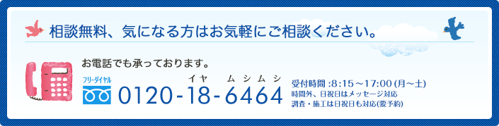 相談無料、気になる方はお気軽にご相談ください。