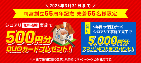 雨宮創立55周年の記念キャンペーン